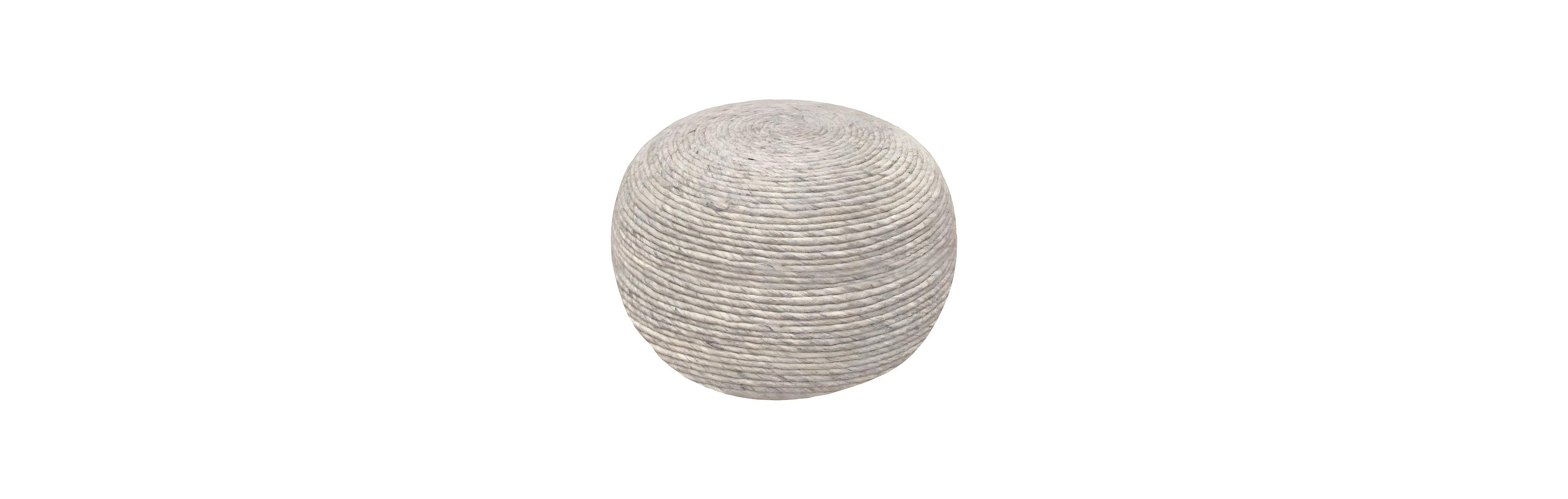 Starlight Canyon Home Wool-Upholstered Pouf Ottoman, Modern Woven Footstool and Rest