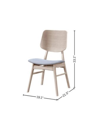 Wood Back Dining Chair Set of 2 Mid-Century White Ash