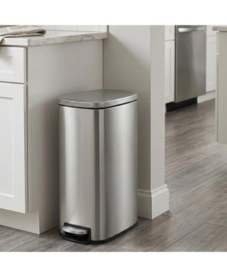 13-Gallon Stainless Steel Slim Step-On Trash Can, 50-Liter Rectangular Kitchen Waste Bin with Silent Close Lid
