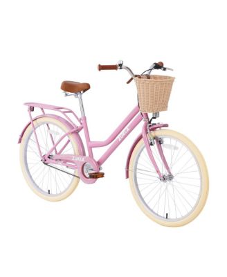 24 Inch Girls Bike with Basket, Single Speed Kids Bicycles, with Rear Rack Bell, No Training Wheels Included