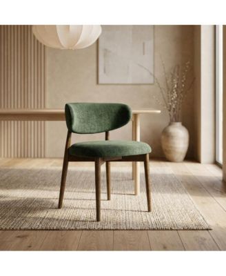 Textured Velvet Upholstered Dining Chair with Oak Legs
