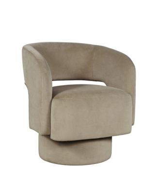 Mid-Century Modern Upholstered Split-Back Curved Sculpture Swivel Accent Chair, Sand