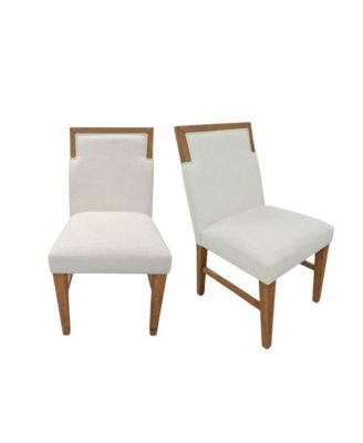 Modern Rustic Oak Side Chairs Set of 2 with Upholstered Seats and Durable Frame