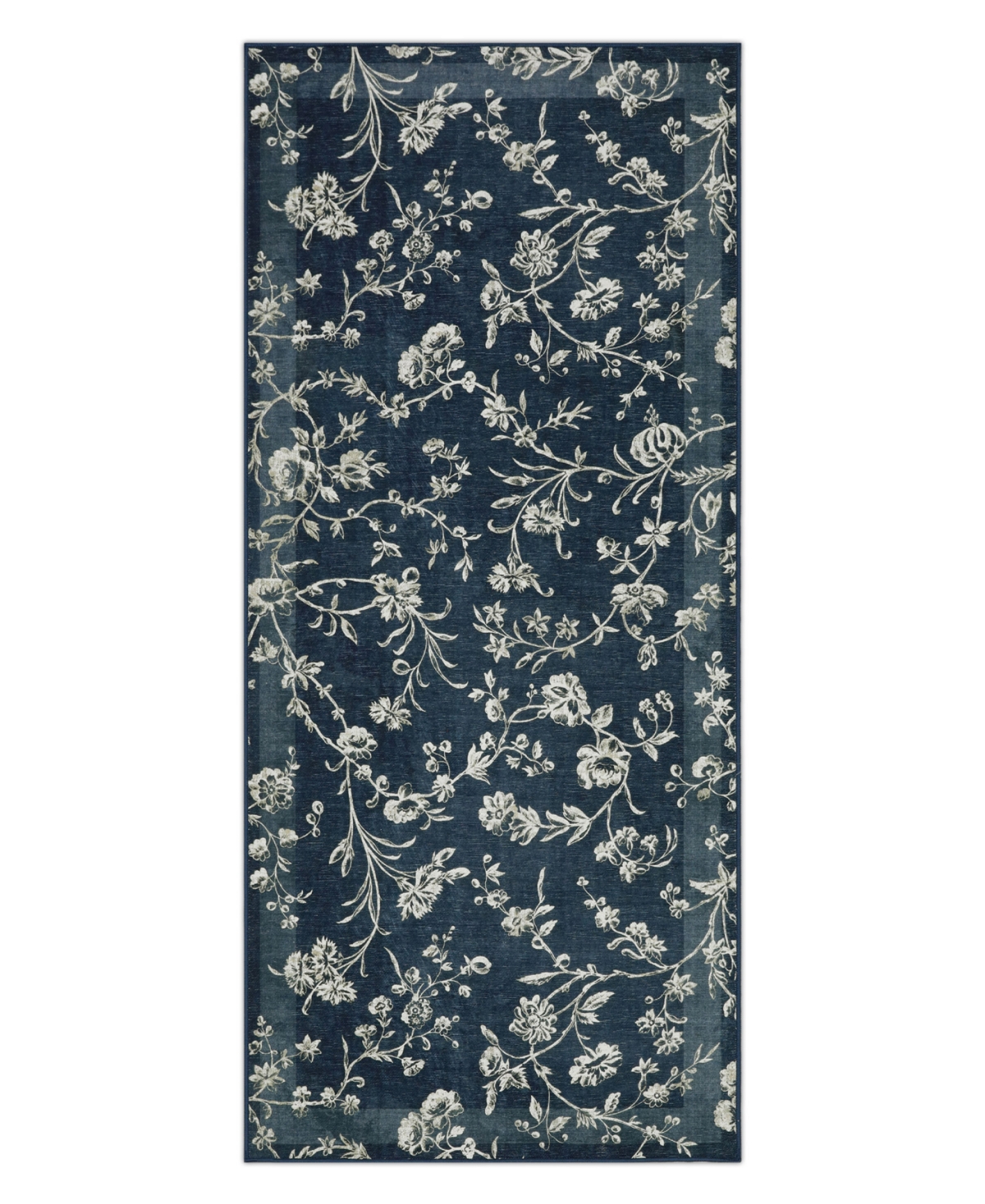 Laura Ashley Aria Border Floral Slip Resistant Runner Rug, 30" x 72"