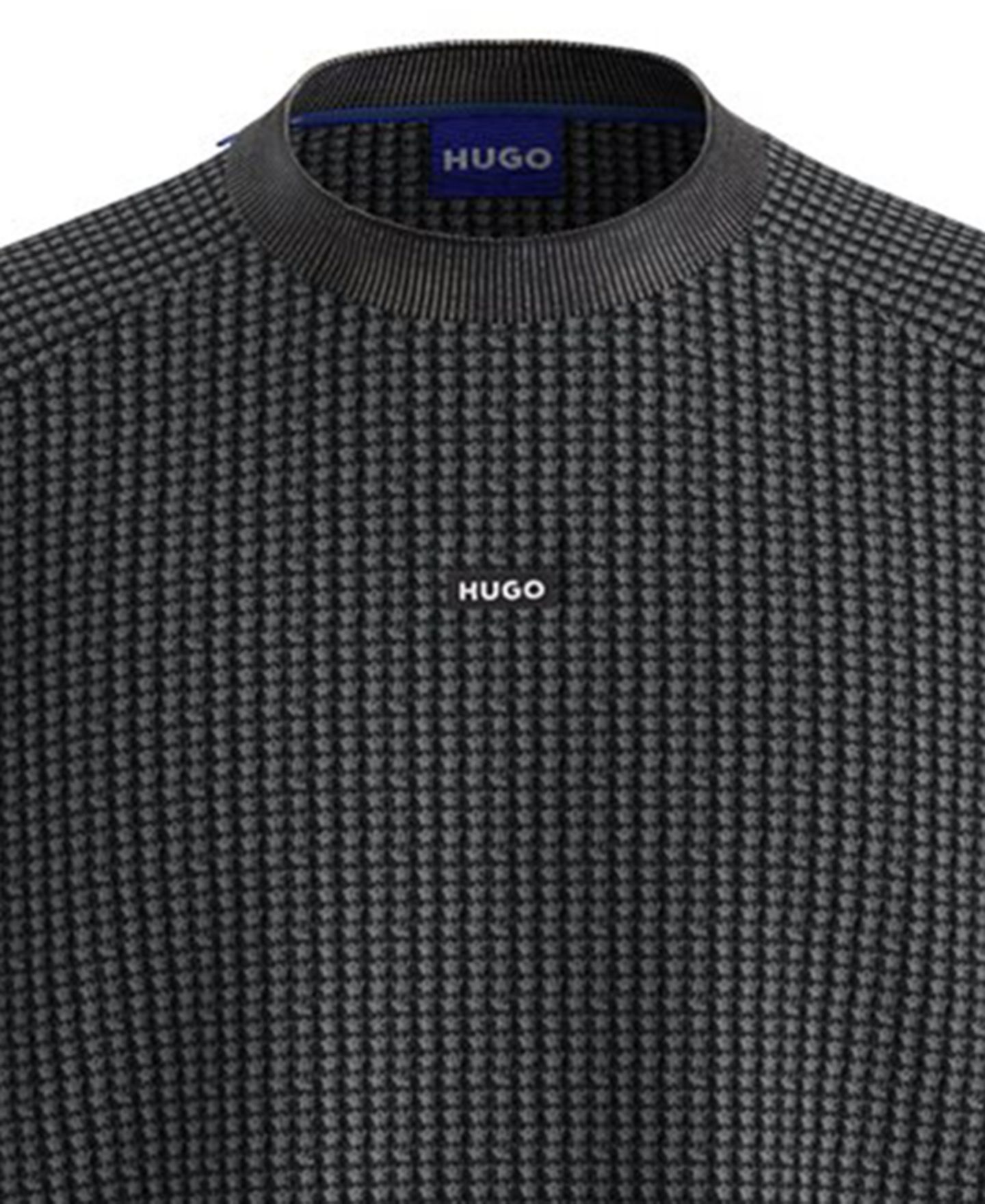 Мужской свитер Hugo Boss Waffle-Knit Long-Sleeve Sweater, цвет: Чёрный — фото 2