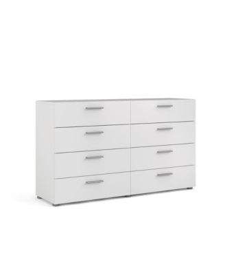 Sleek White Double Dresser with Eight Spacious Drawers for Bedroom Storage