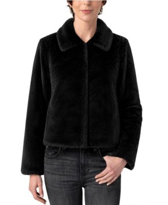 Women's Cropped Collared Faux Fur Jacket