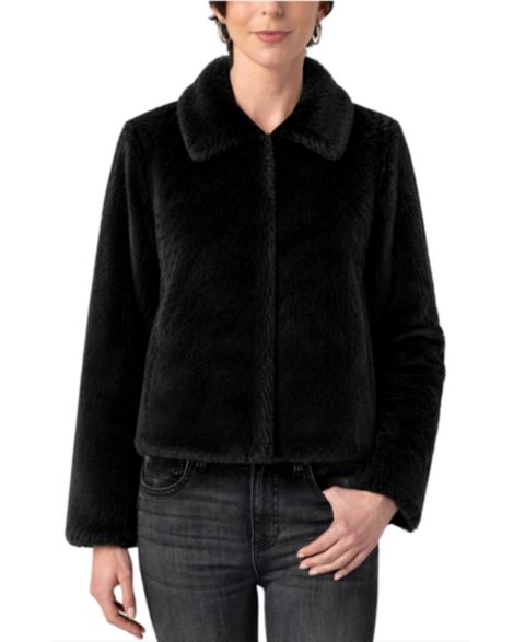 Женская куртка Liverpool Los Angeles Cropped Collared Faux Fur, цвет: Чёрный