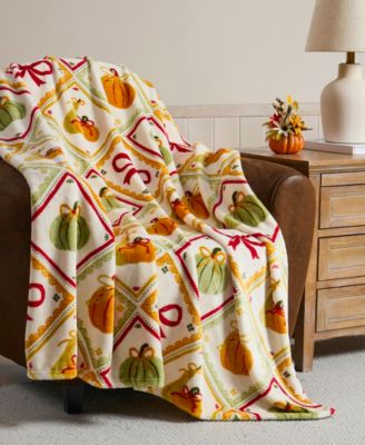 Pumpkinette Plush Fall Throw, 50" x 70"