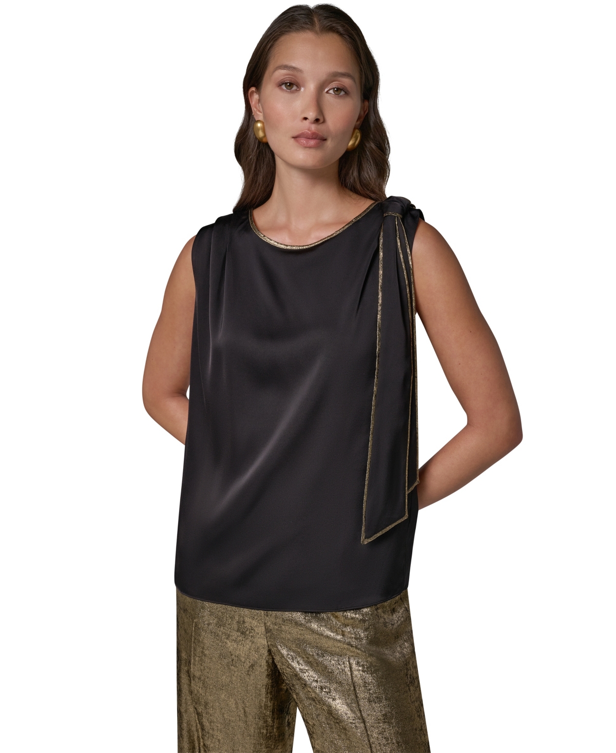 Donna Karan New York Women's Metallic Ombre Sleeveless Boat Neck Blouse