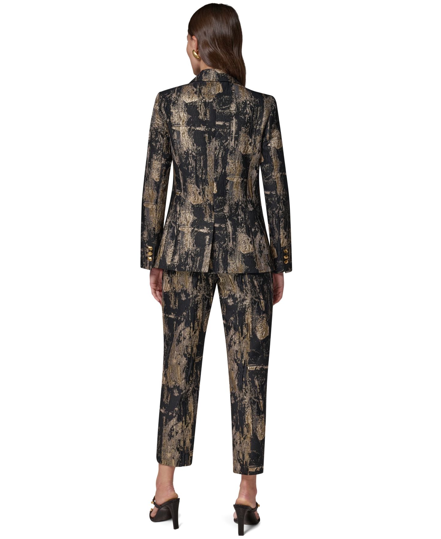 Женский блейзер Donna Karan New York с острыми лацканами и подплечниками, Brushstroke, цвет: Чёрный разноцветный — фото 14