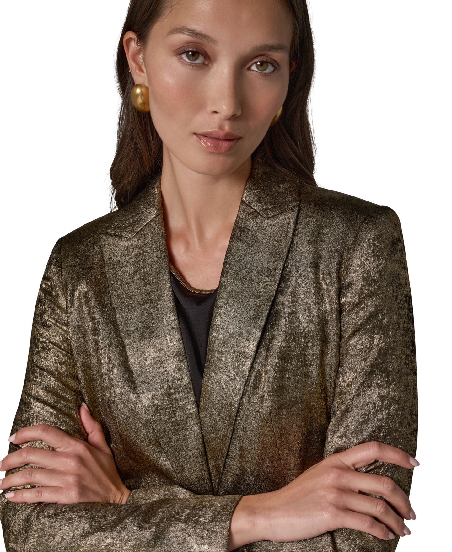Женский бархатный блейзер Donna Karan New York с острыми лацканами, цвет: Золотой — фото 9
