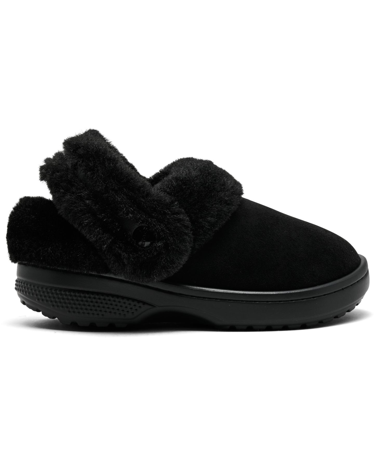 Сабо Crocs Unfurgettable Faux Suede and Faux Fur Clogs from Finish Line для девочек, цвет: Чёрный — фото 2