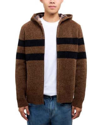 Men's Full Zip Hooded Striped Sweater