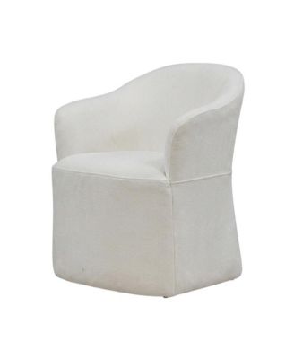 Solid Wood Upholstered Accent Dining Chair with Castors, Eclectic Style