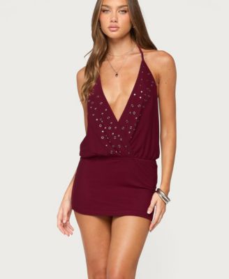 Women's Maela Halter Stud and Grommet Body-Con Mini Dress