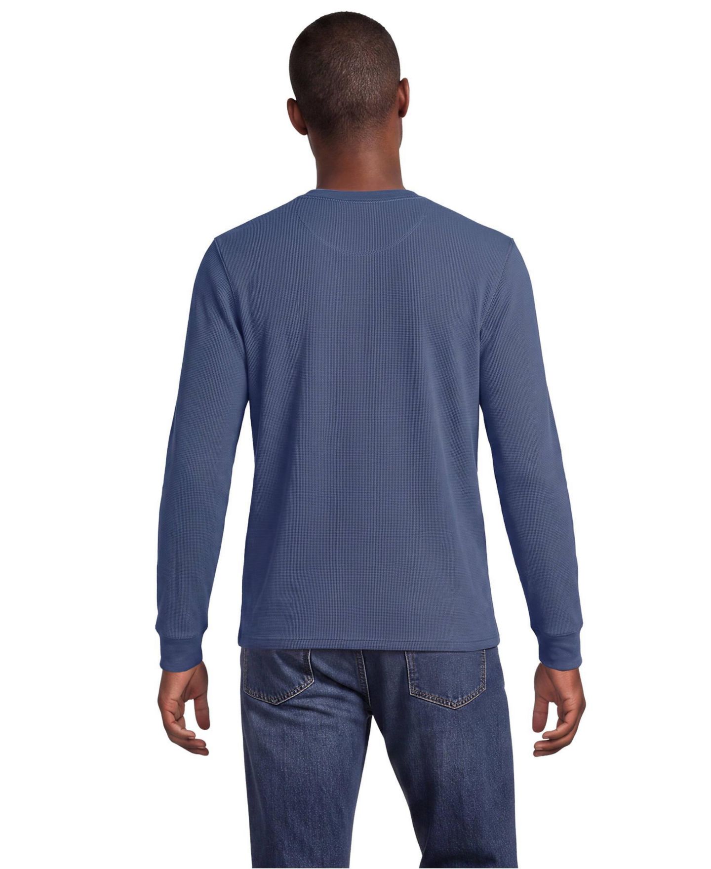 Мужской топ Lands' End Long Sleeve Thermal Waffle Henley, цвет: Синий — фото 2