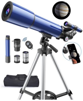 80mm Refractor Telescope with 20X-150X Magnification and Phone Adapter, Ages 8+