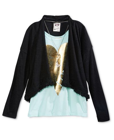 Belle Du Jour Cardigan Sweater, Tank Top & Necklace Set, Big Girls (7-16)
