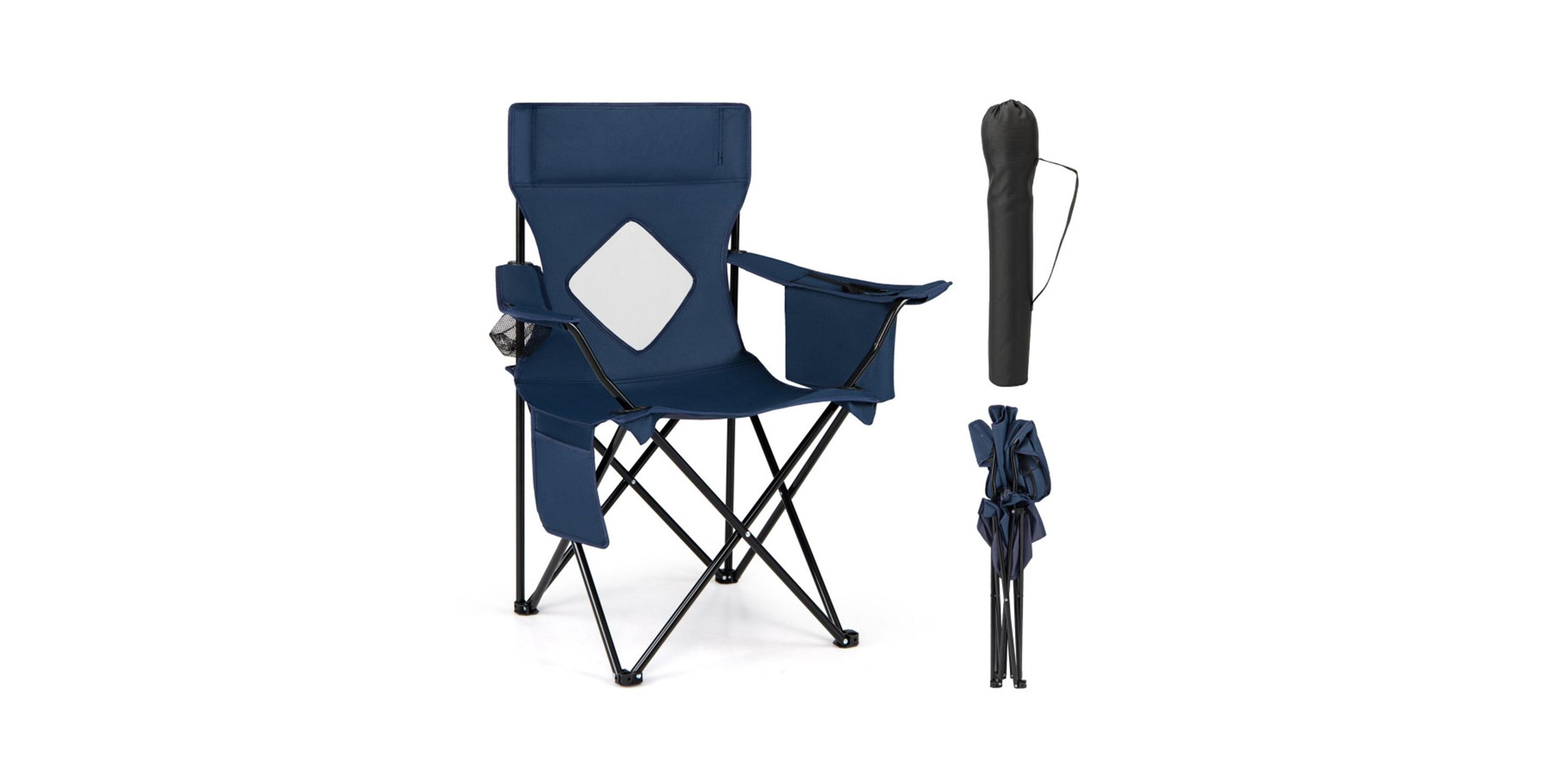 Sevorley Outdoor Chair, Folding Design, Cup Holders, Storage Pockets for Camping