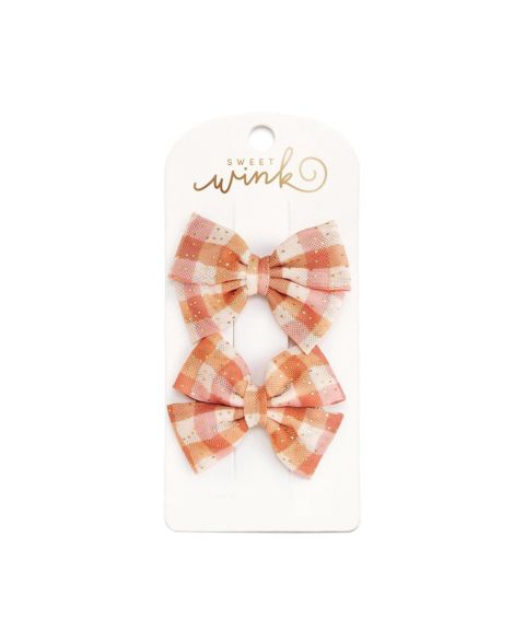 Аксессуары для волос Sweet Wink Plaid Tulle Bow Hair Clips, 2-Piece Set для девочек, цвет: Оранжевый