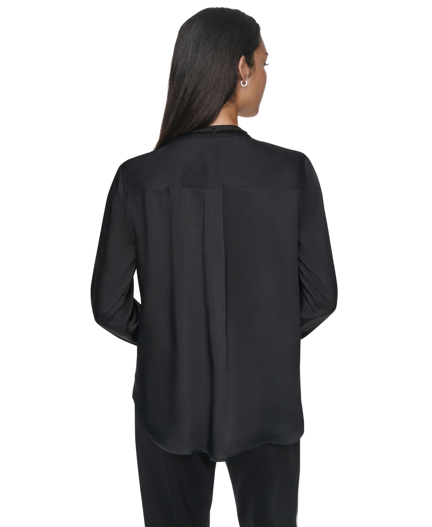 Женская блузка DKNY Embellished Long-Sleeve Collared, цвет: Чёрный — фото 5
