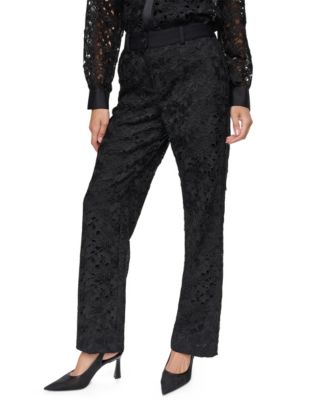 Women's Floral Lace Straight-Leg Pants