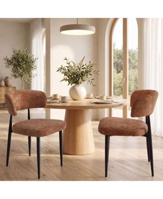 Modern Upholstered Dining Chairs Set of 2, Curved Back, Sturdy Metal Legs