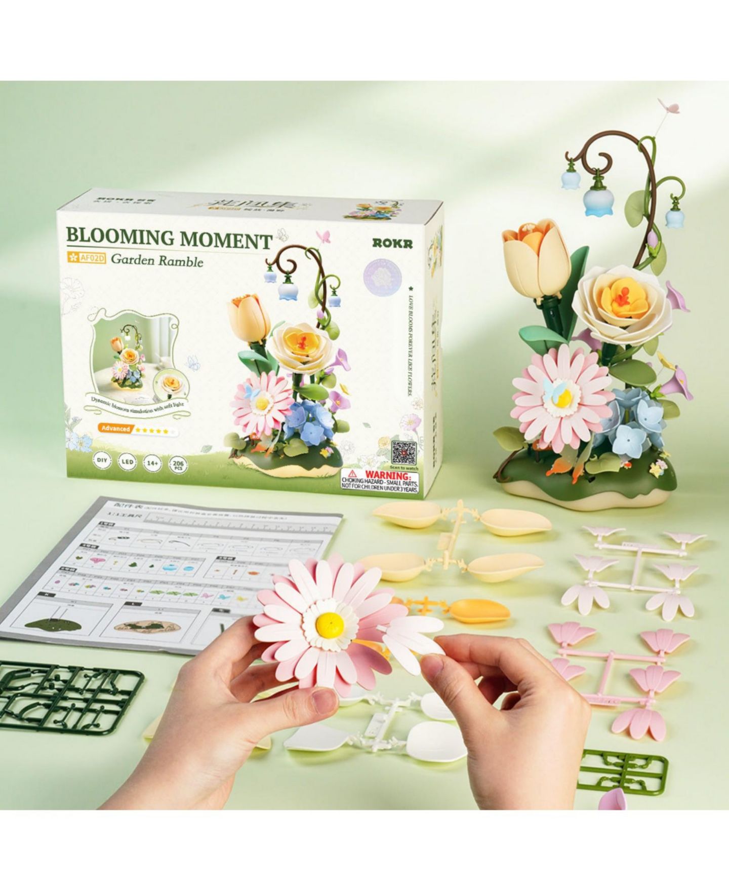 Детский конструктор Robotime Flower Wooden Bloom Craft 581-Piece Puzzle Building Set, Ages 14+ — фото 7