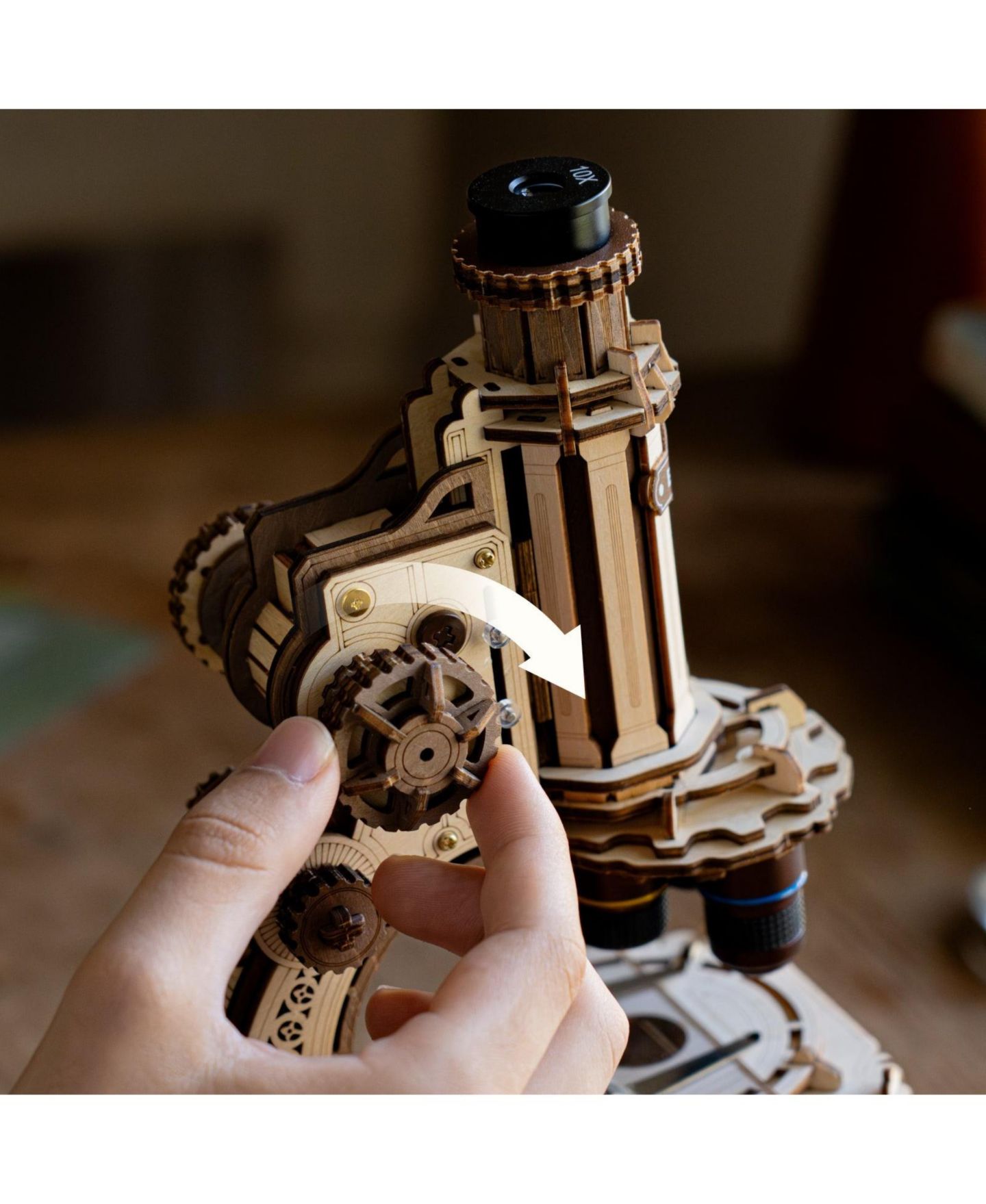 Детские конструкторы Robotime Wooden Working Microscope 3D Puzzle, 260-Piece Building Set, Ages 14+ — фото 4