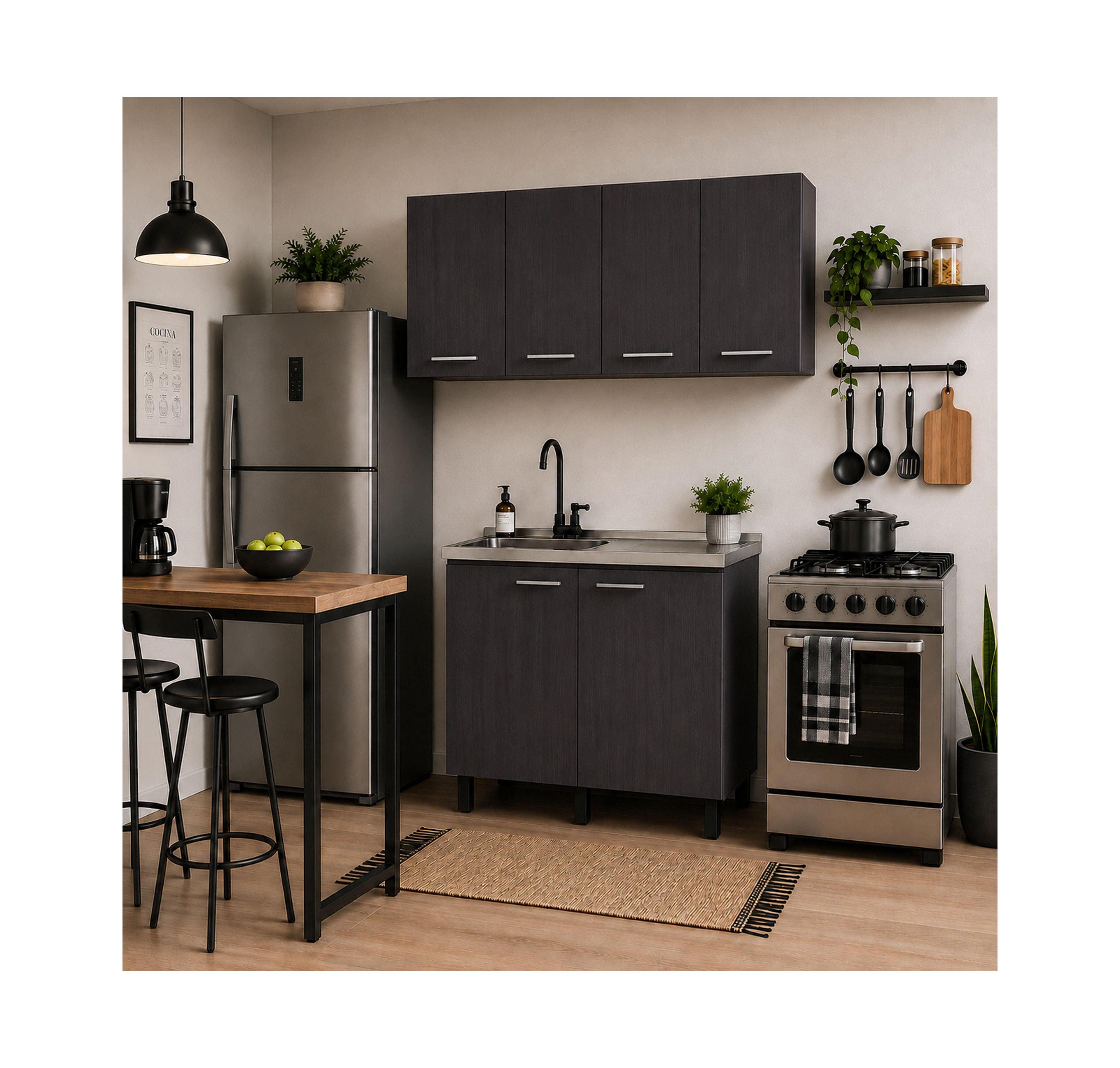Fm Furniture Texas 39.3" W Manufactured Wood 2-Piece Kitchen Sink Cabinet Set with Wall and Base