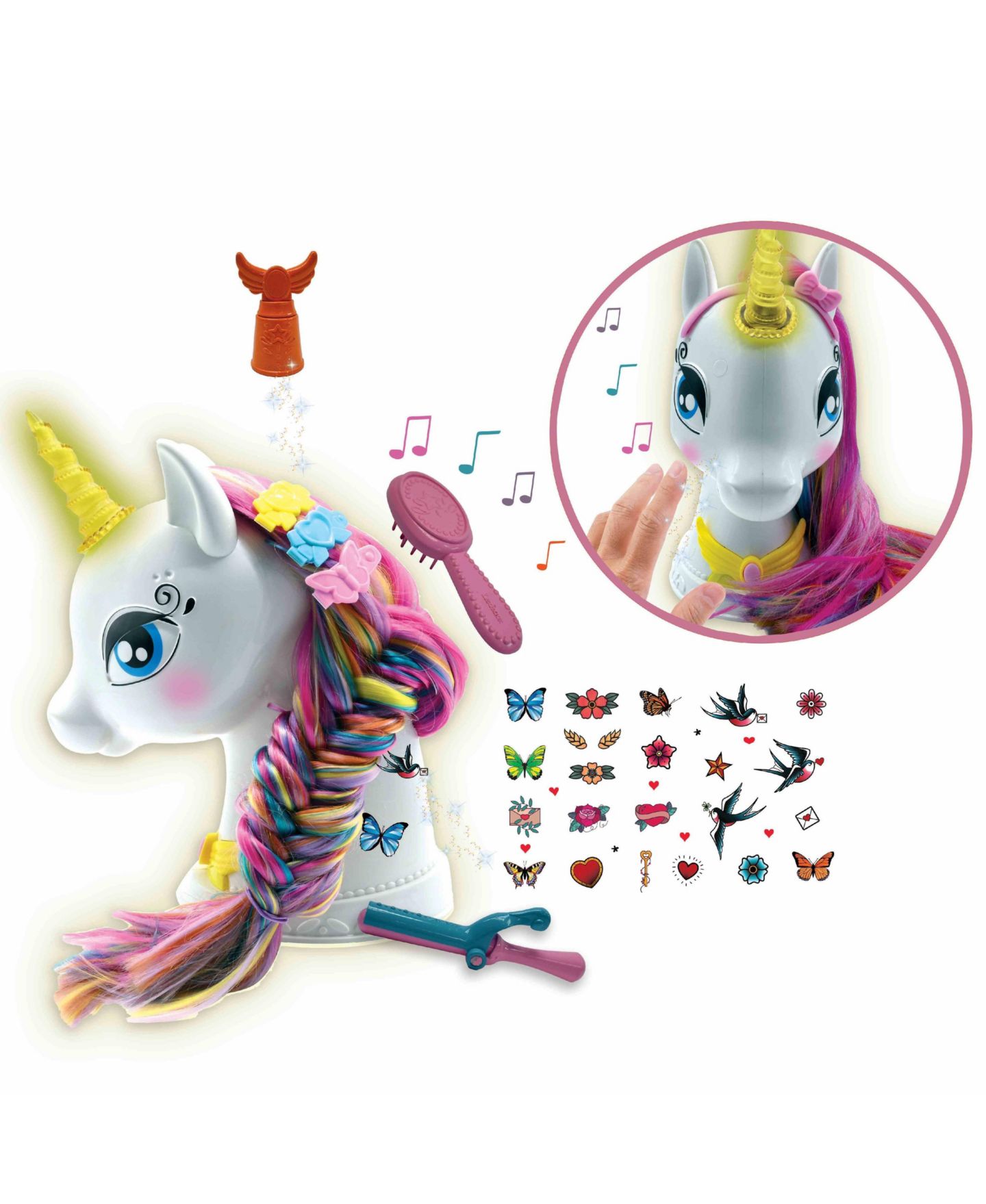 Детские куклы Lexibook My Magic Interactive Unicorn Hair Styling Head with Long and Silky Hair, Ages 3+, цвет: Разноцветный — фото 7