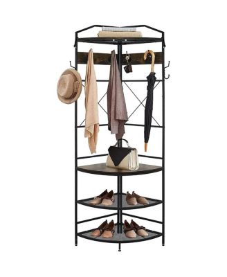 Modern Corner Hall Tree with Coat Rack and Shoe Storage Bench