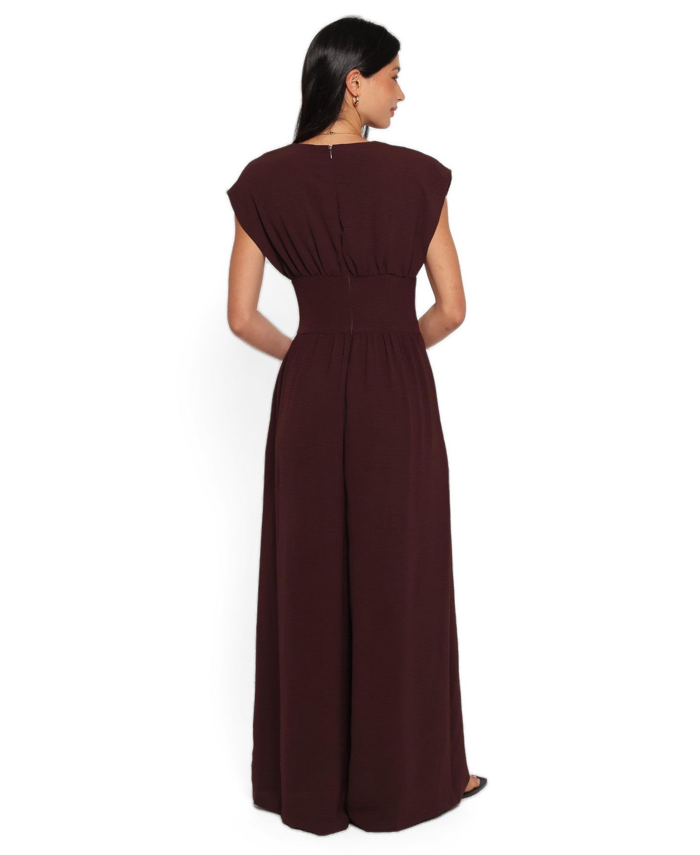 Женский комбинезон Petal and Pup Elsie V-Neck Wide Leg Jumpsuit, цвет: Шоколадный коричневый — фото 3