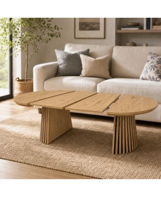 Extendable Wooden Oval Coffee Table and Space-Saving Modern Desk