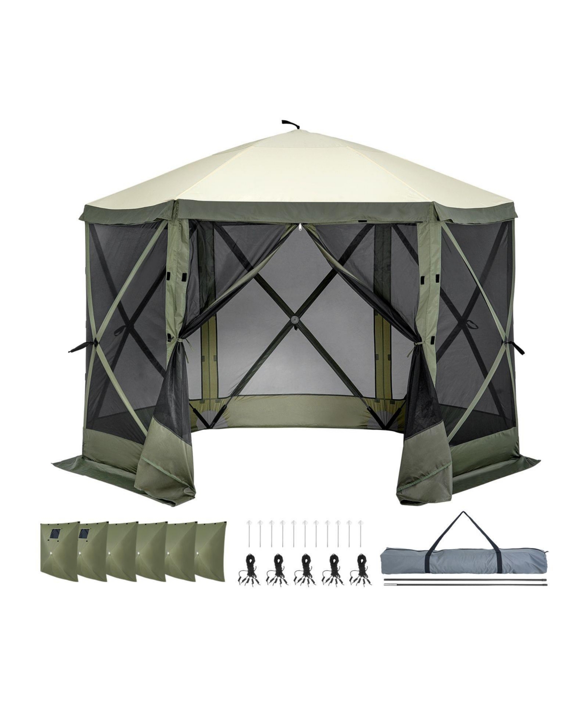 Sevorley Outdoor Canopy Shelter, Mesh Panels, Pop-Up Setup, Netting, 10 x 10 ft for Camping, Travel and Outdoor Activities