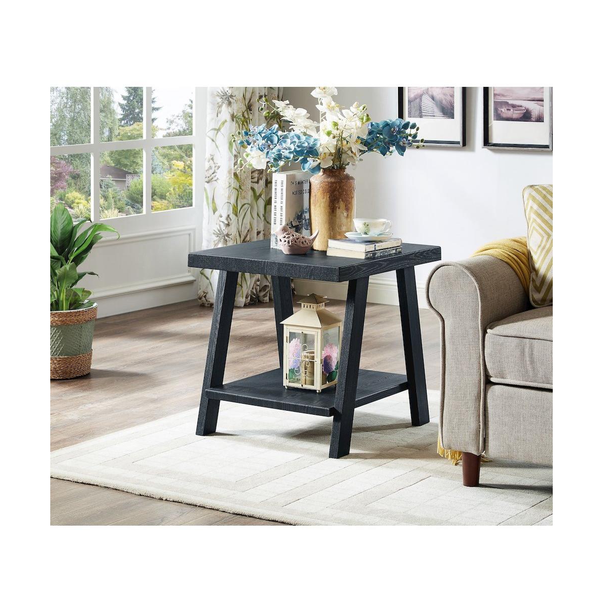 Roundhill Furniture Athens Contemporary Replicated Wood Shelf Coffee Set Table