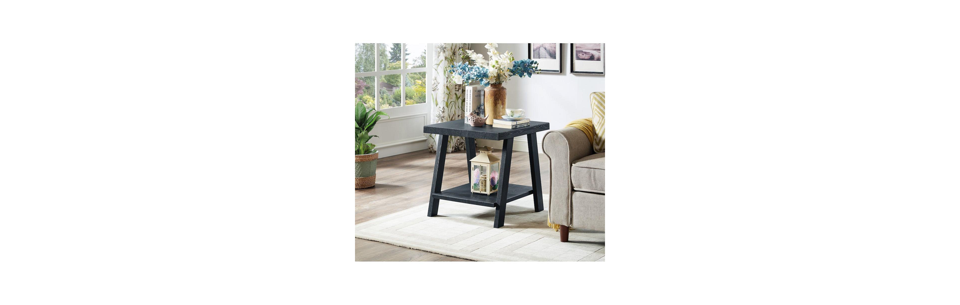 Roundhill Furniture Athens Contemporary Replicated Wood Shelf Coffee Set Table