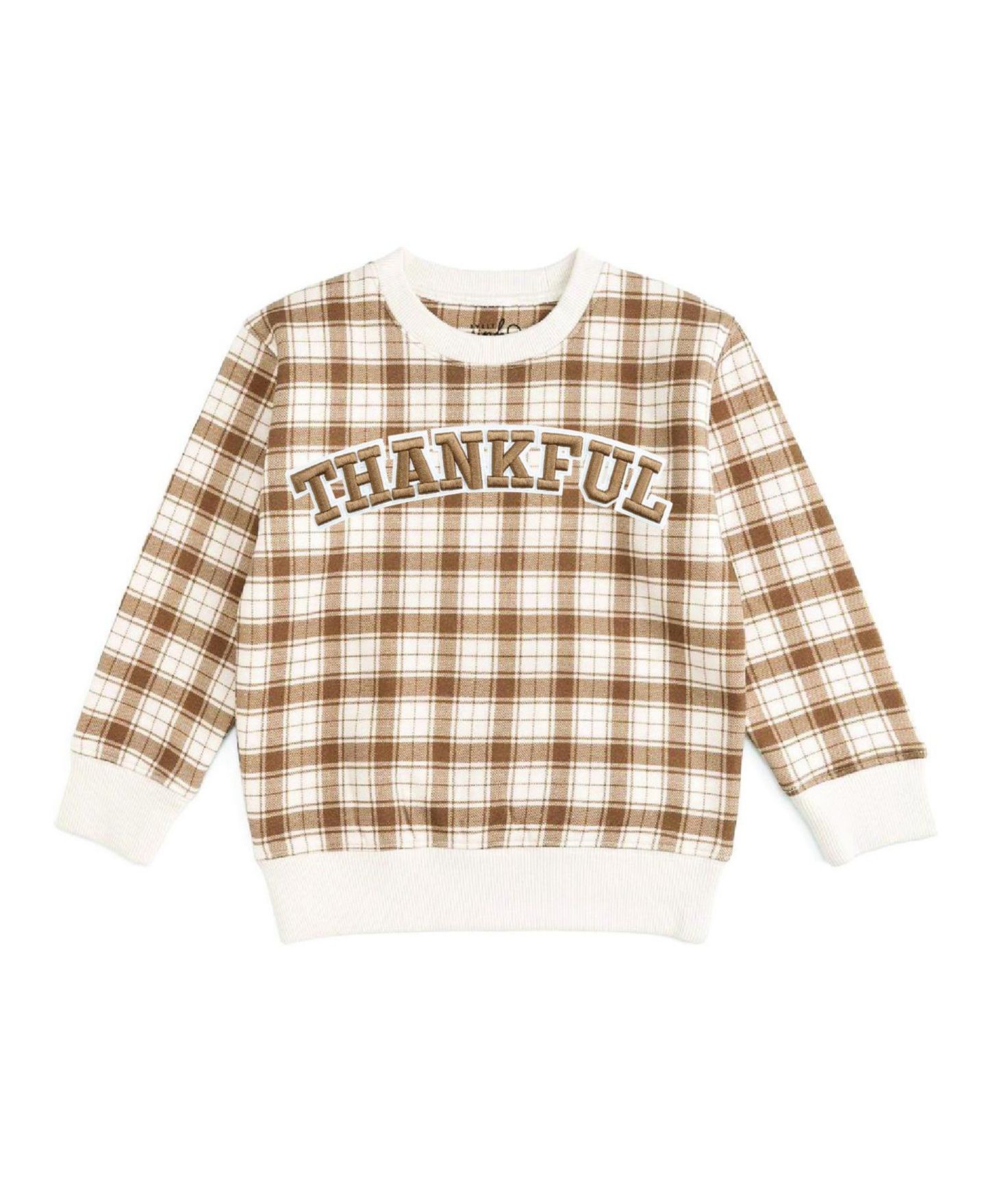 Толстовка Sweet Wink Thankful Patch Thanksgiving Crewneck Long-Sleeve для мальчиков, цвет: Натуральный — фото 1
