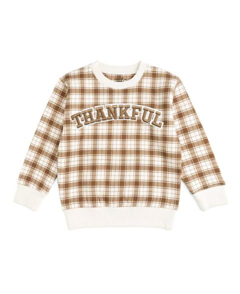 Толстовка Sweet Wink Thankful Patch Thanksgiving Crewneck Long-Sleeve для мальчиков, цвет: Натуральный