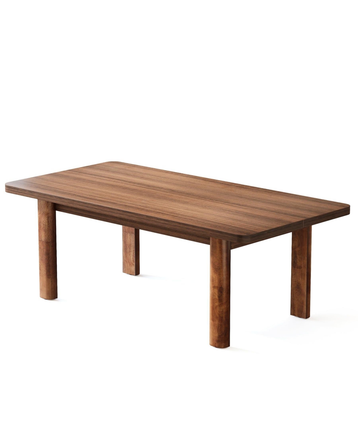 Slickblue Rectangular Kitchen Table for 4 to 6 Persons with Farmhouse Design and Wood Legs - Brown