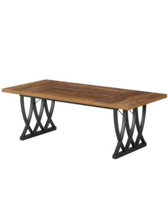 Wood Kitchen Dining Table for 6 to 8 Persons with Spacious Tabletop