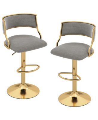 Swivel Bar Stool Set of 2 Dutch Velvet Height Adjustable Island Stools