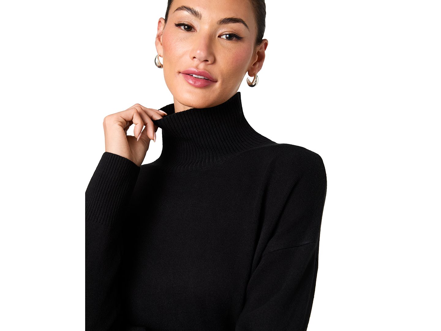 Женский свитер French Connection Long-Sleeve Turtleneck Side-Slit, цвет: Чёрный — фото 4
