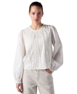 Women's Han Long-Sleeve Lace Beaded Blouse