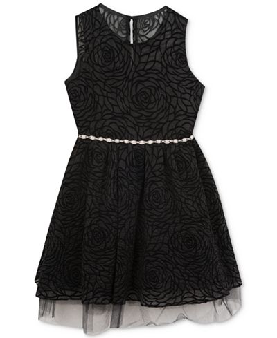 Rare Editions Textured & Flocked Social Dress, Big Girls (7-16)