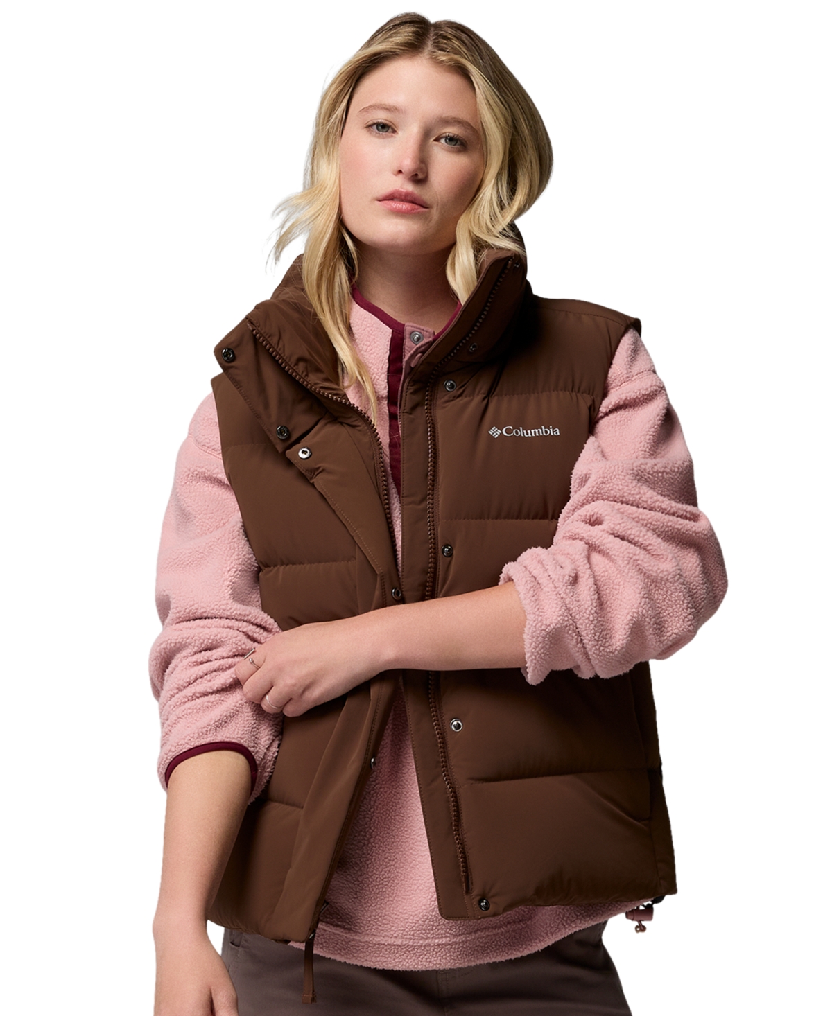 Columbia Women's Amaze Insulated Puffer Zip-off Hood Vest In Brown