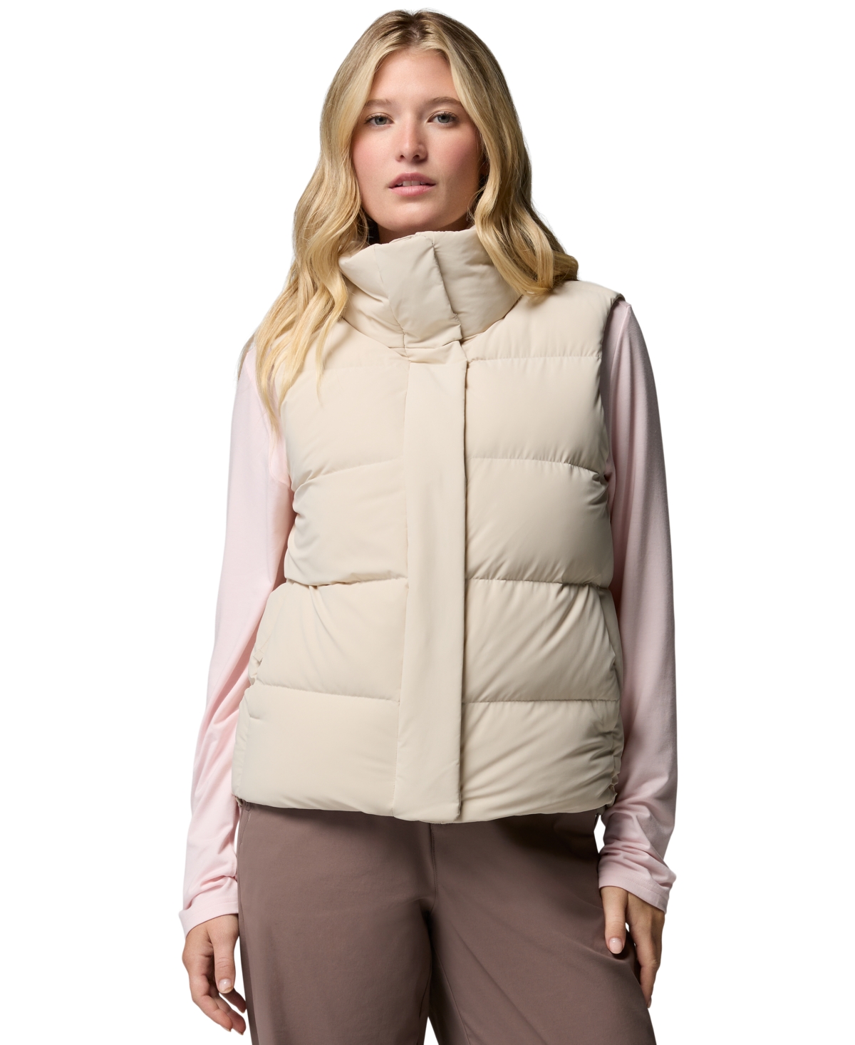 Columbia Women's Amaze Insulated Puffer Zip-off Hood Vest In Dark Stone