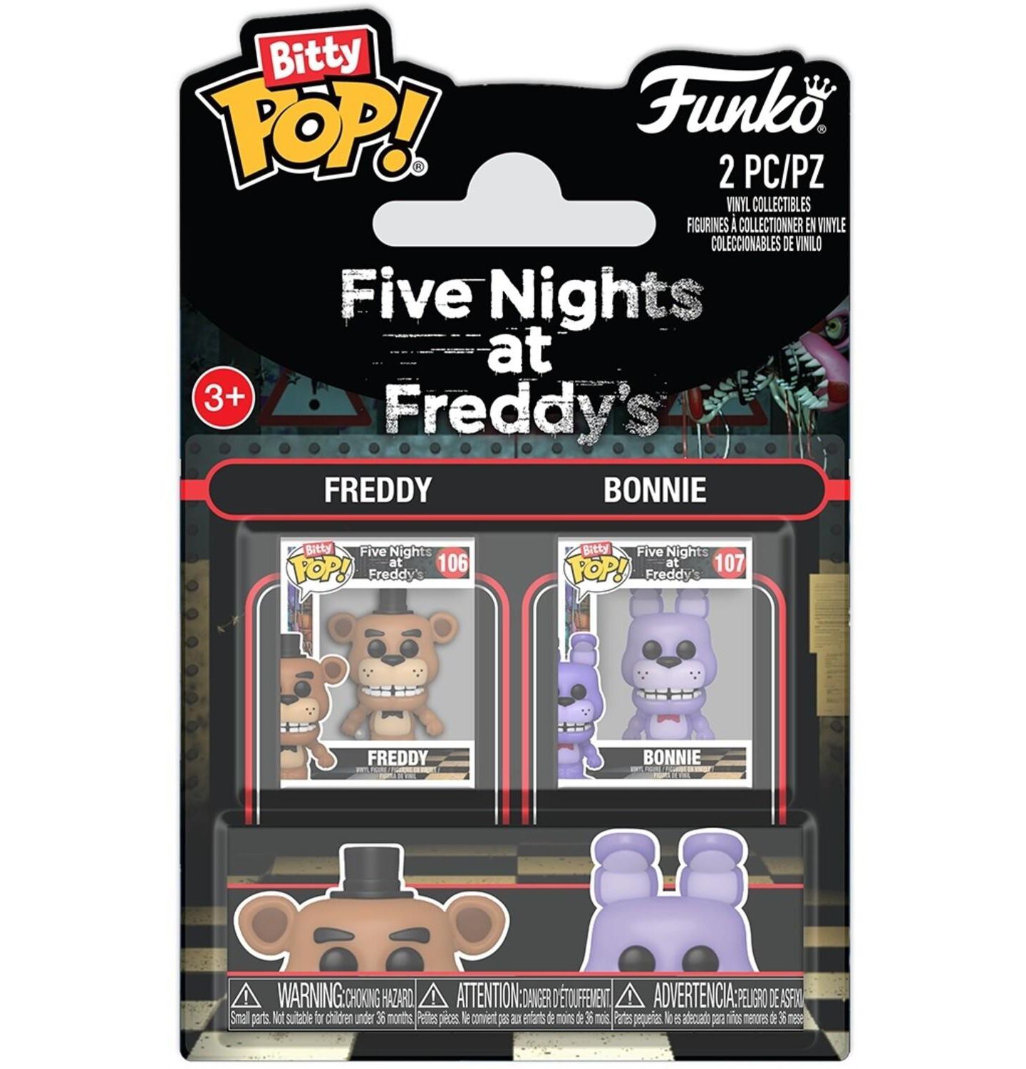 Детские фигурки Funko Bitty POP Five Nights at Freddy's Freddy and Bonnie 2-Pack Action Figure, Ages 3+ — фото 1