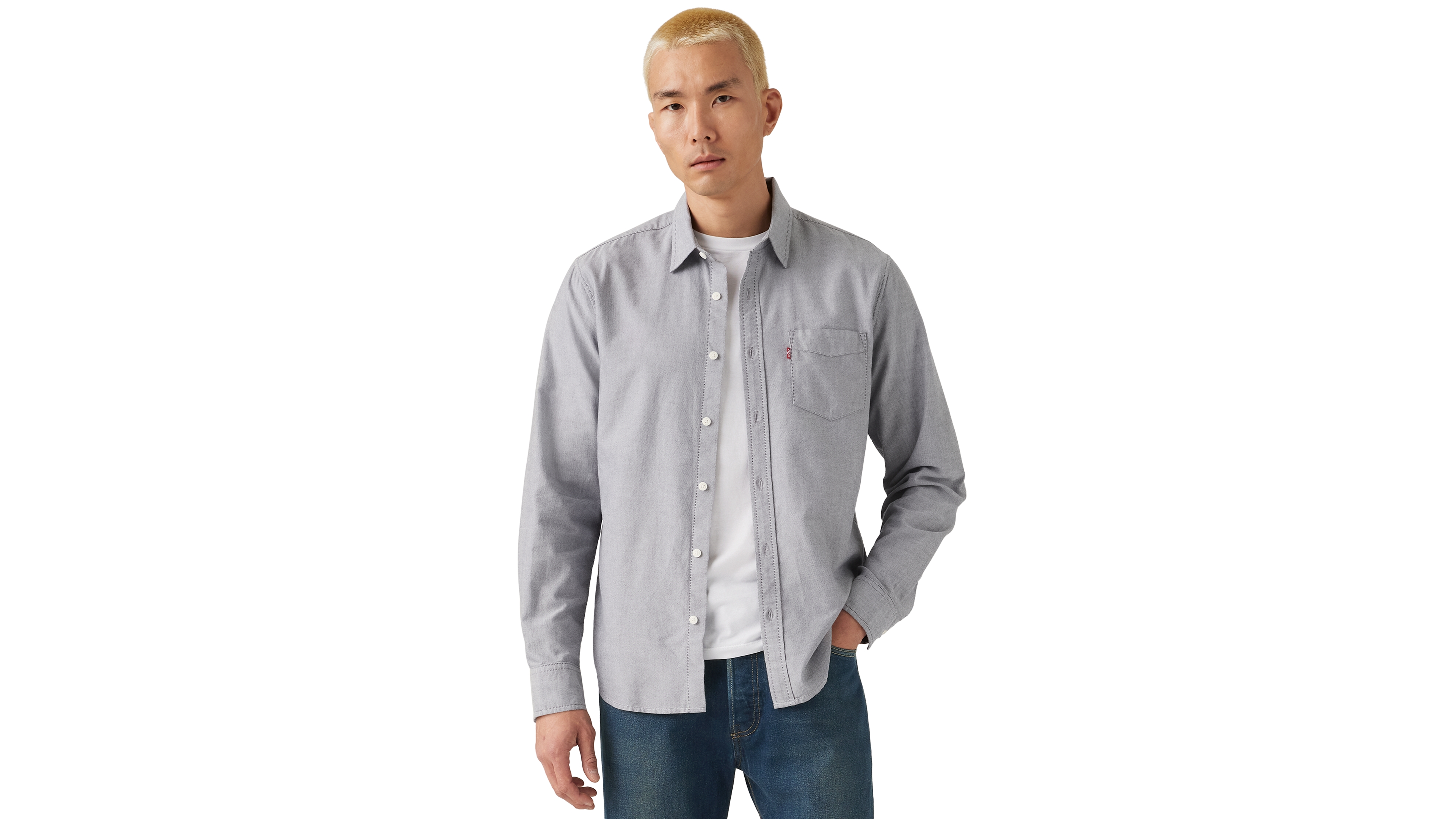 Levi's Men's Classic One Pocket Standard Fit Long-Sleeve Point-Collar Shirt